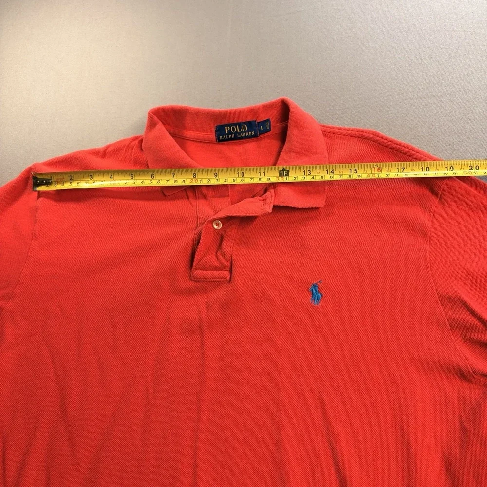 Polo Ralph Lauren Mens Polo Shirt Size L Red w Blue Pony Short Sleeve